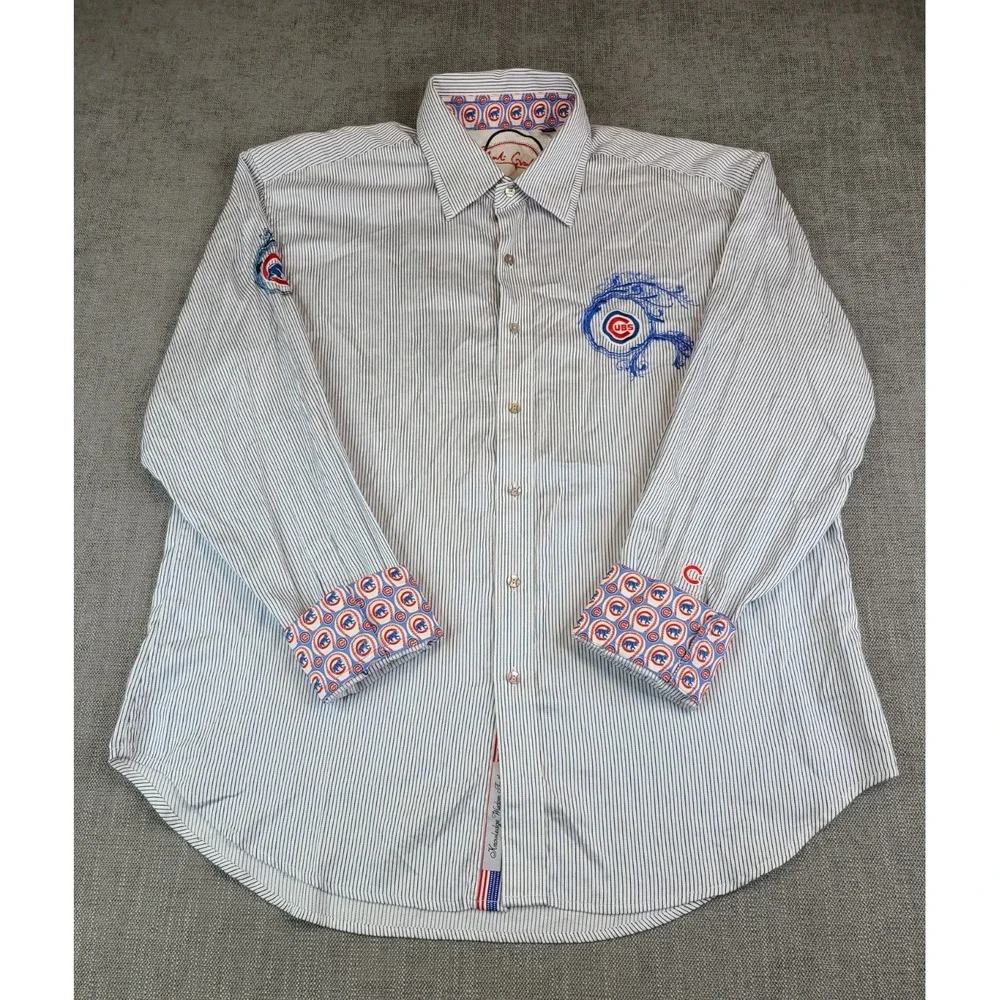 Robert Graham Shirt Mens XXL MLB Chicago Cubs Licensed Baseball Flip Cuff Rare